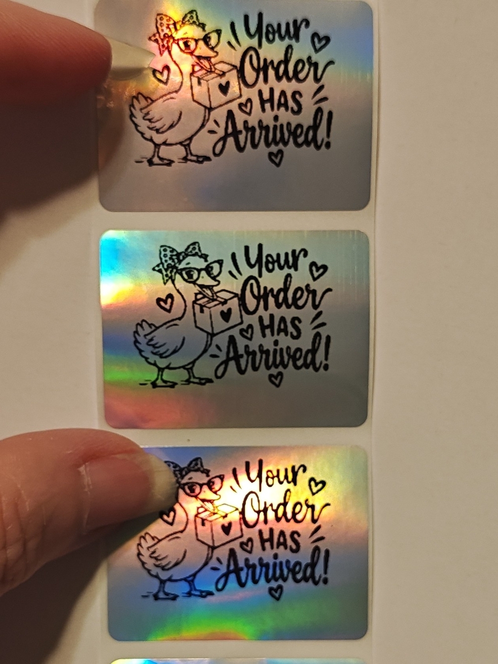 Holographic 'Your Order Has Arrived' Sticker - Silver